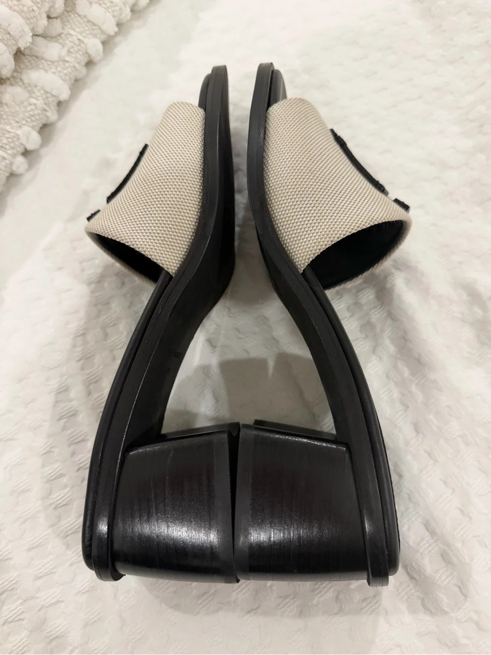 Tory Burch Black & Ivory Logo Slide Mules